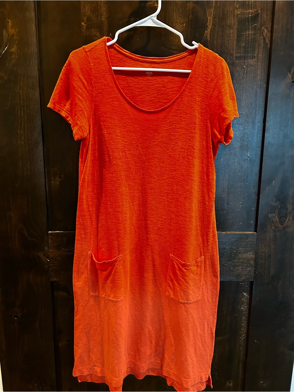 Eileen Fisher Orange Scoop-Neck Pocket Tunic